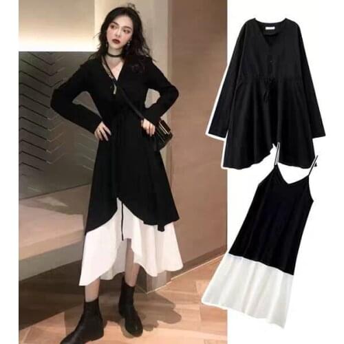 2021 large-size womens new spring and autumn dress is slim and two-piece suit plus size clothing for womens office lady