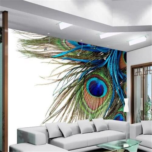Beibehang 3d stereoscopic wallpaper Peacock feathers Wallpaper TV sofa background wall background mural custom wallpaper