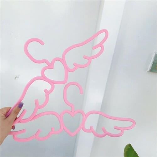5pcs/lot Pink girl heart love angel wings plastic clothes coat hangers adult racks dress hanger wardrobe closet hangers
