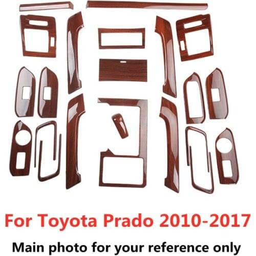 Wood Grain Car Steering Gear Center Console Outlet Cover Handle Window Control Moulding Trim for Toyota Prado 2010 2011 - 2017