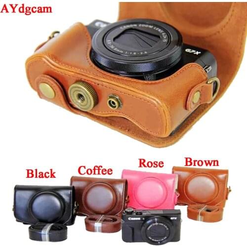 Pu Leather Camera Case Bag For Canon Powershot G7X mark 2 G7X II G7X2 G7XIII G7X III G7X Mark 3 luxury Camera Cover With Strap