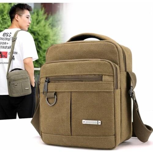 Mens Single Shoulder Straddle Bag Small Square Bag Canvas Shoulder Bag Casual Male Shoulder Backpack Light Messenger Bag