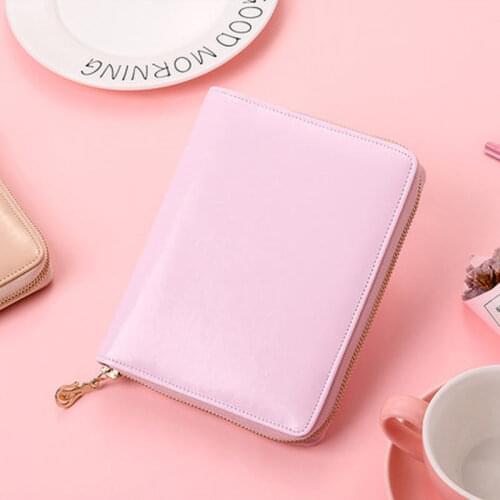 2019 PU Leather A6 Zip Bag Diary Schedule Book Planner Diary Loose-leaf Binder Cute School Supplies