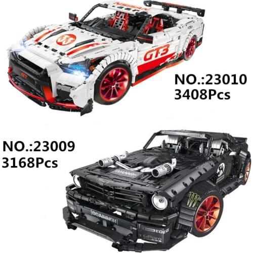 IN STOCK 23009 23010 Fording Mustang Hoonicorn GTR V2 Racing Car with motor Technic MOC-22970 25326 building block bricks Toy