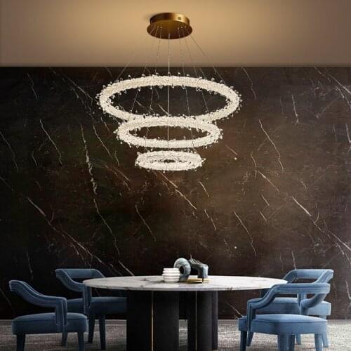 Crystal ring led chandelier ceiling lamp decor for home decoration modern kitchen dining living room bedroom luster indoor light