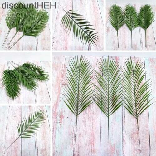 Artificial Iron Leaves Palm Tree Green Leaf Plants Plastic Potted Garden Bonsai Leaves Home Wedding Table Ornaments Decoration