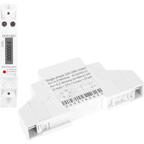 Din Rail Energy Meter DDS1891 Single Phase Din Rail Energy Meter 230V 5(32)A 50Hz LCD Display Electricity Meter