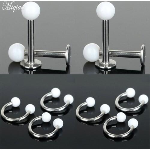 Miqiao 2pcs European and American Fashion Body Piercing Jewelry Acrylic Lip Stud Nose Ring