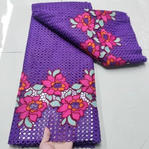MIQIER High Quality African nigerian tulle Lace Fabric Water Soluble cotton fabric Embroidery fabric for sewing Party Dress