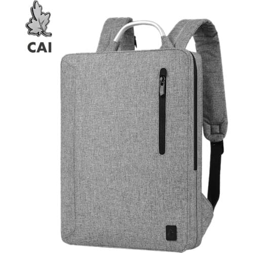 CAI Men Backpack Bag Laptop School Book Office Simply Fashion Bag for Male Waterproof Zipper Metallic Handle Backpacking