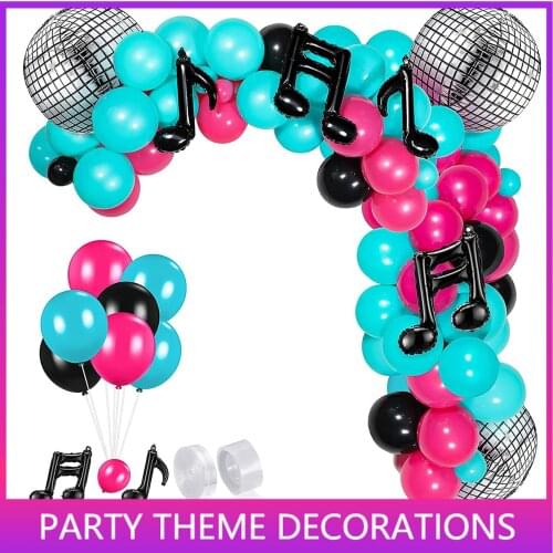 Music Balloons Birthday Balloon Garland Arch Kit Baby Shower Aluminum Foil Music Note Balloon Background DIY Decorations