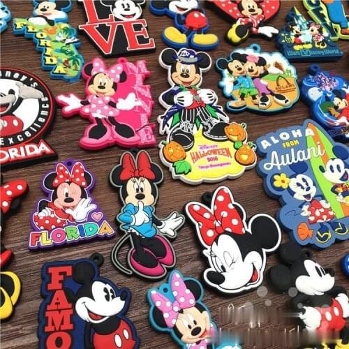 Disney Mickey Minnie Cartoon Soft Glue Refrigerator 3D Magnetic Paster Handmade DIY Sticker 3d simulation stickers