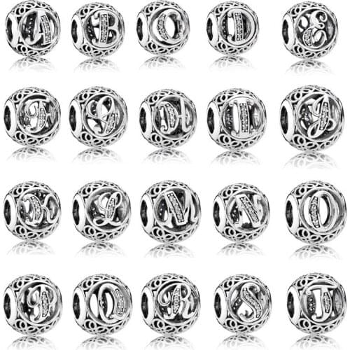 New Arrival letter A-Z charms Bracelet Beads Pendant 925 Beads Sterling Silver Charms Fit Bracelet necklace