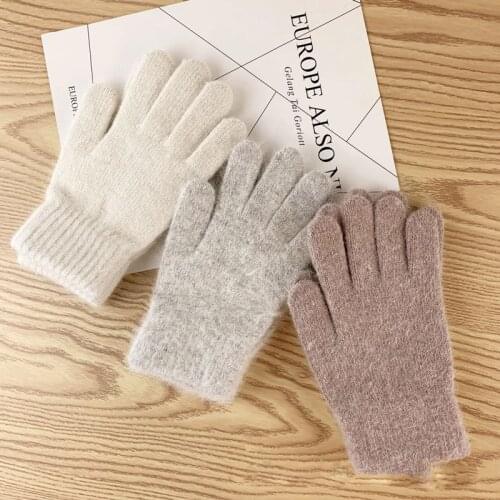New Gloves Female Winter Cute Plus Velvet Warmth Riding Driving Gloves Point Finger Mens Student Knitted Gloves