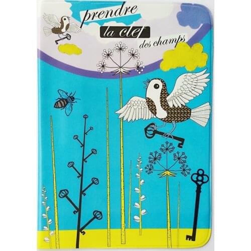 Fashion Heart key and bird ID Card Holder Passport Cover PVC Leather 3D Design Business Card Bag Passport Holder 14*9.6CM