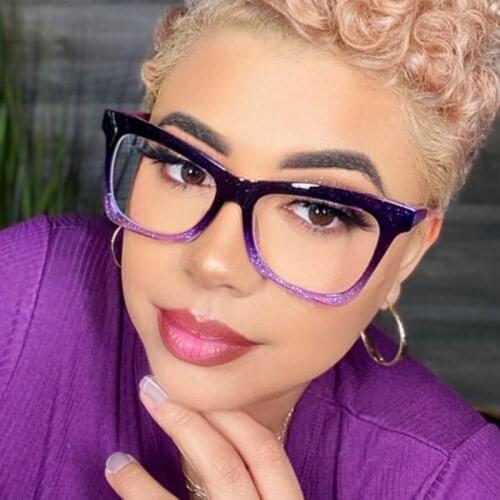 2020 Anti-Blue Light Blocking Spectacles Women Men Fashion Decorative Purple Glasses Frame Luxury Brand Shiny Square Eyewear