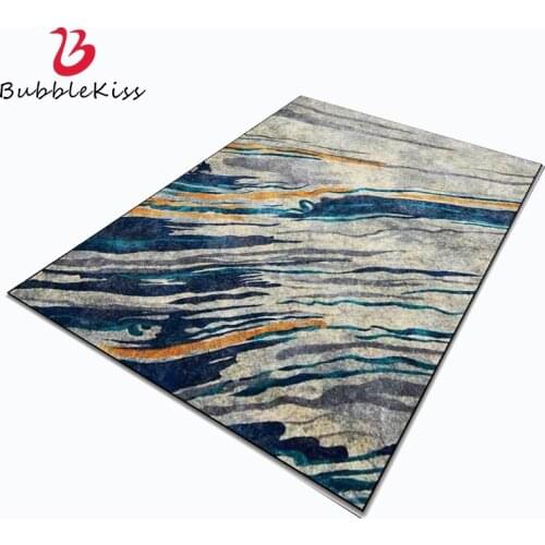 Bubble Kiss Retro Abstract Oil Painting Carpet Gray Stripe Texture Living Room Mat Art Design Rug Modern Non-Slip Bedroom Decor