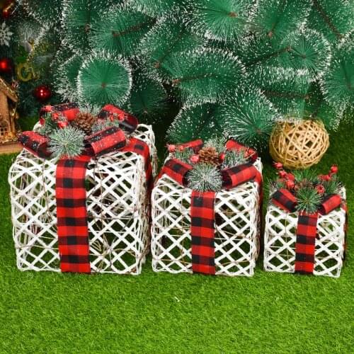 Christmas Boxes LED Night Light Christmas Outdoor Decor Gift Box Decor Christmas Gift Happy New Year Home Decoration Navidad