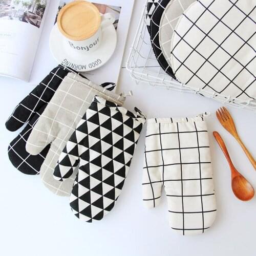 1 Pc Cute Non-slip Yellow Gray Cotton Fashion Nordic Home Kitchen Cooking Microwave Gloves Baking BBQ Potholders Oven Mitts