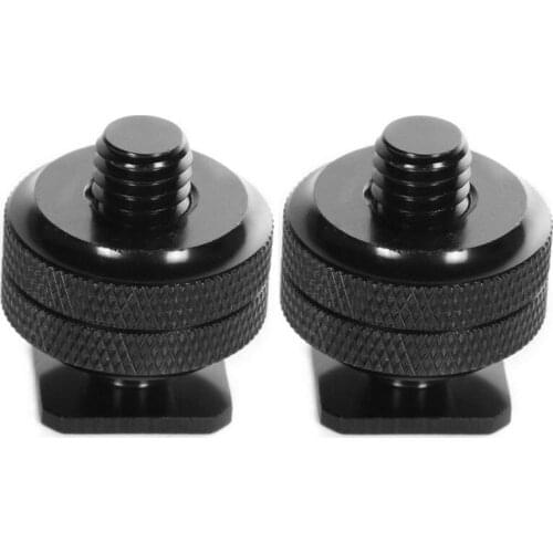 1/4 inch-20 Hot Shoe Mount Adapter Tripod Screw to Flash Hot Shoe for DSLR Camera Rig(2 Packs)