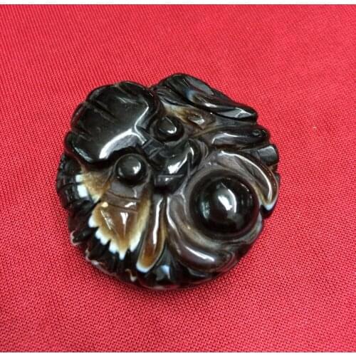 Magic Power Collectible Tibetan Onyx Dragon King Heaven Eye Pendant Talisman Carving LLsCarving Talisman Treasure