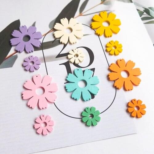 Japan and South Korea Earrings Accessories Wooden Fashion Sweet Cute macaroon Color Earrings Flower Earrings Accessories