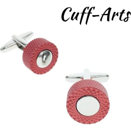 Cufflinks for Men Round Engraved Red Cufflinks Mens Cuff Jewelry Mens Gifts Vintage Cufflinks by Cuffarts C20178