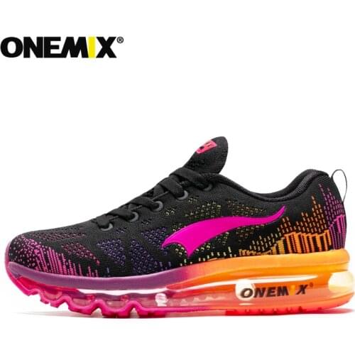 ONEMIX Woman Air Cushion Running Shoes Mesh Knit Outdoor Breathable Sports Shoes Womens Training Damping Jogging Sneakers