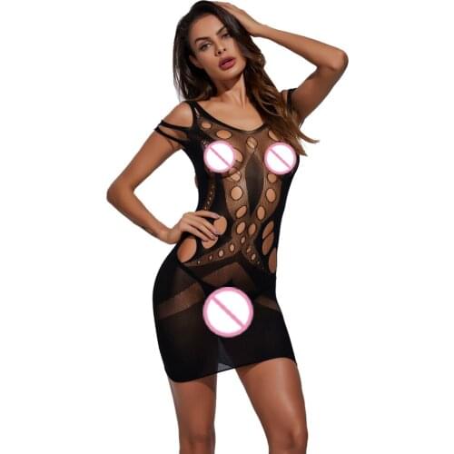 Womens Sexy Babydoll hollow out sexy underwear big fish mesh lingerie Open Crotch Sexy Costumes Erotic Dress bodystocking
