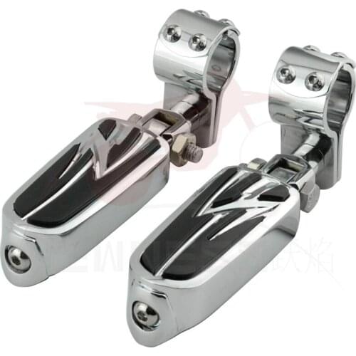 1" 1.25" Motorcycle Highway Crash Bar Clamp Footpegs Footrest Engine Guard Foot Peg For Harley Honda Yamaha Kasawaki Suzuki