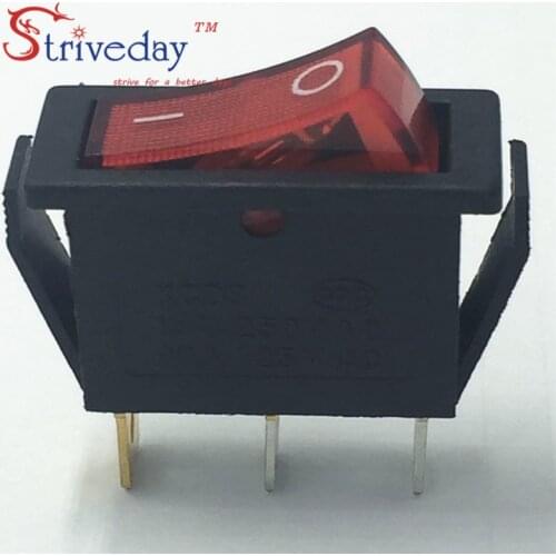 10pcs Rocker switch KCD3-101N red 3 pin 2 gear KCD2 rocker switch button switch 10A