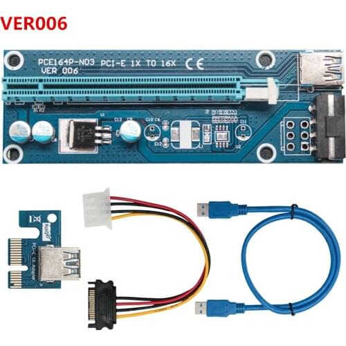 10Pcs VER006S 006 PCI-E Riser Card 60CM USB 3.0 Cable PCI Express 1X to 16X Extender PCIe Adapter for GPU Miner Mining