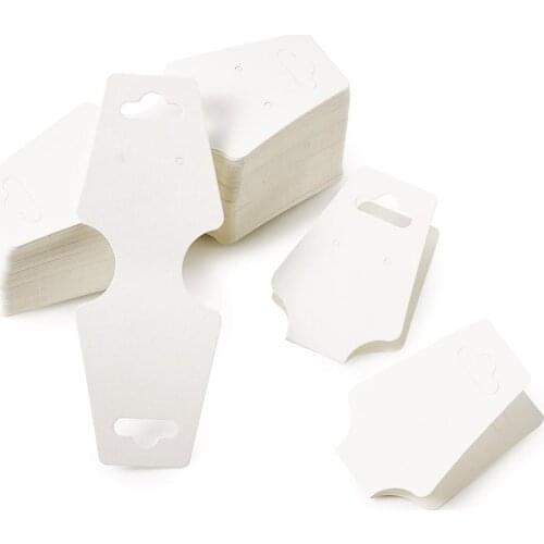 200pcs Cardboard Paper Display Card Package Hang Tag for Necklace Bracelet Pendant Farring Jewelry White 12.2x45mm