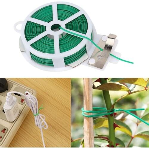 20M 30M 50M Garden Twist Tie Wire Cable Reel With Cutter Gardening Plant Bush Flower Kitchen Bag Twist Tie Wire Roll With Wire