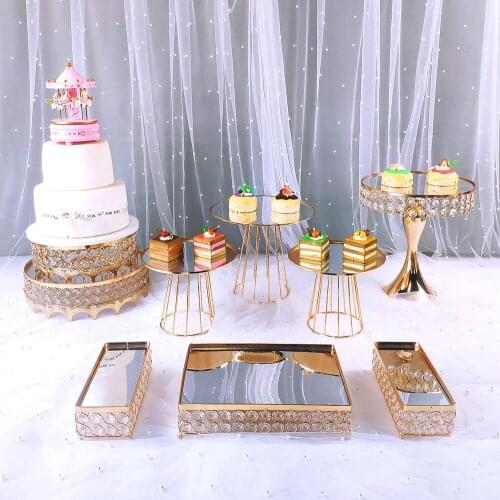 9pcs Metal Cake Stand Round Cupcake Stands Wedding Birthday Party Dessert Cupcake Pedestal Display Plate Home Decor