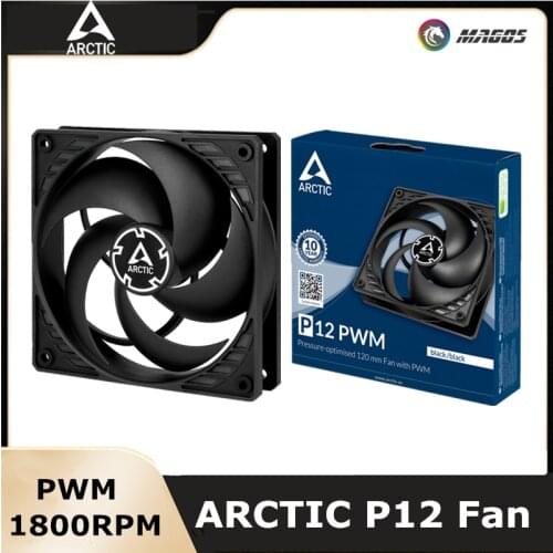 ARCTIC P12 Fan,FDB PWM Smart Temperature Control Mute 12cm Water Cooling Fan, 1800RPM 120mm Case Fan CPU Radiator Cooler Black