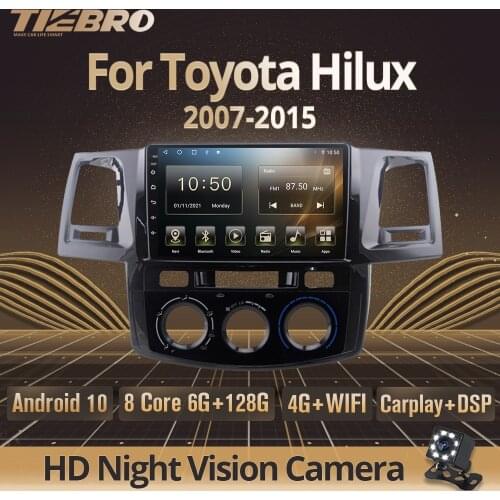 TIEBRO 2 Din Android10 Car Radio For Toyota Fortuner Hilux 2007-2015 GPS Navigation Car Video Autoradio Bluetooth Player Carplay