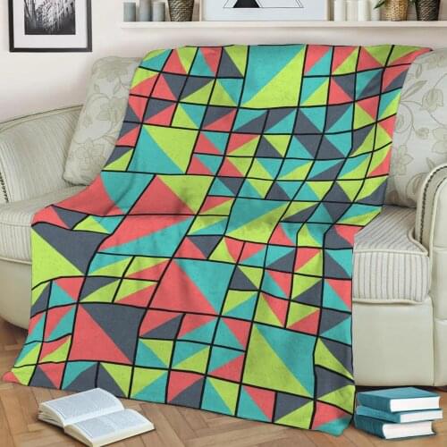 Abstract Geometric Pattern 3D Printed Velvet Plush Throw Fleece Blanket Bedspread Sherpa Blanket Home Decora
