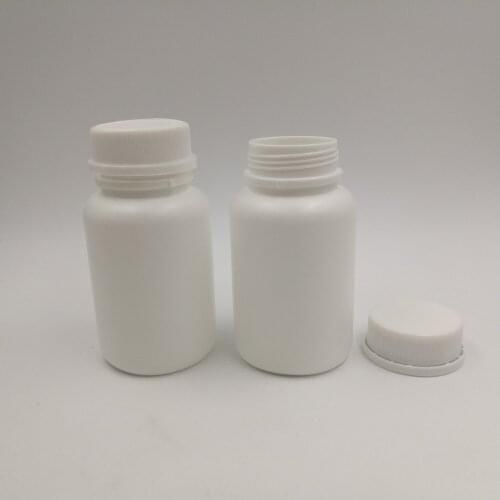 Free shipping 50pcs 100ml 100cc HDPE White medical pill bottle plastic, empty refillable Capsules bottle with Tamper Proof Cap