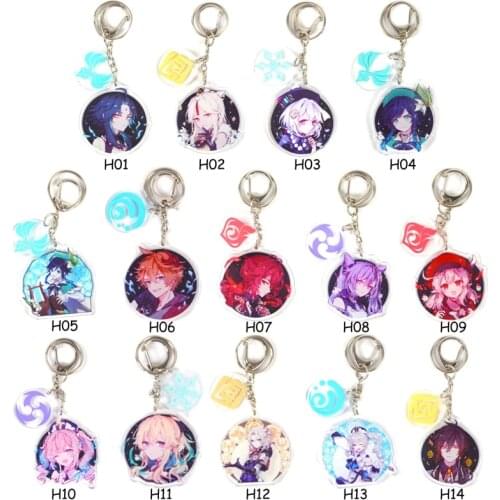 Game Genshin Impact Keychain Liyue Harbor Mondstadt Cartoon Cute Pendant Keyring Jewelry