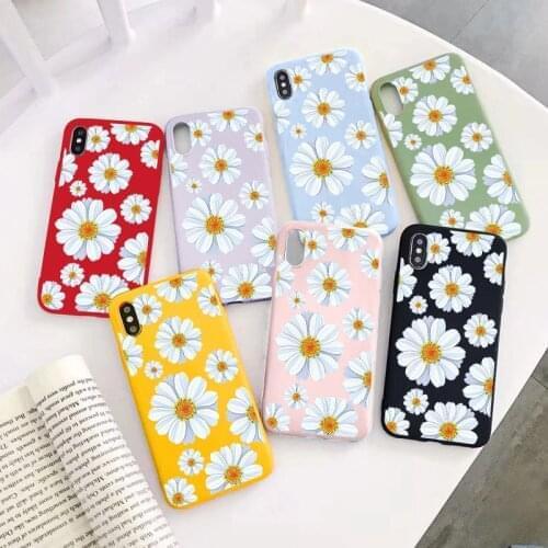 Cute Daisy Flower Case For Huawei P20 P30 P40 Lite E P Smart 2021 Y7 Y6 Y9 2019 Mate 10 20 Honor 8X 9X 8A 10i 20i Soft TPU Cover