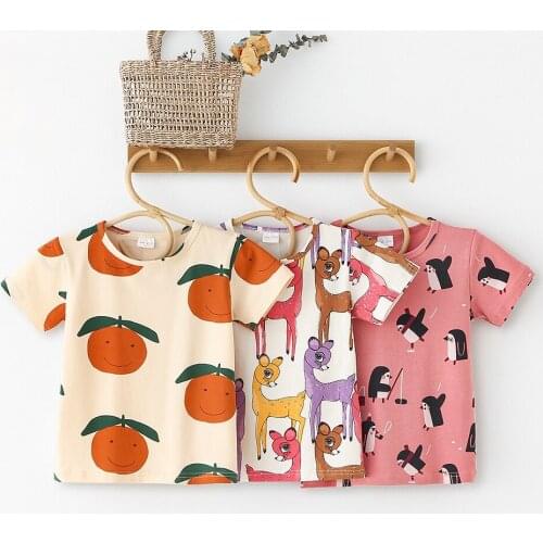 Kids Boy Girl T-Shirts Short Sleeve Childrens Tees Baby Girl Tops O-Neck Cartoon Casual Girl T Shirts Children Clothes Summer