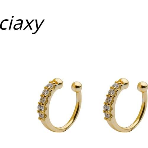 CIAXY 925 Sterling Silver Shiny Zircon Ear Clips for Women 2021 No Pierced Trendy Earrings Temperament Jewelry