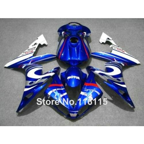 MOTOMARTS high quality fairings set for YAMAHA YZF R1 2004 2005 2006 blue white ABS fairing kit R1 04 05 06 CY61 Full injection