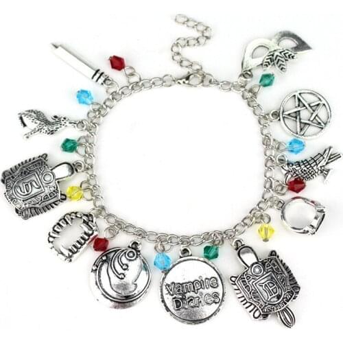 Cosplay Bracelet The Vampire Diaries Movie Jewelry Crystal Cute Bangle Elena Stefan Damon Fandom Bracelets for Friends