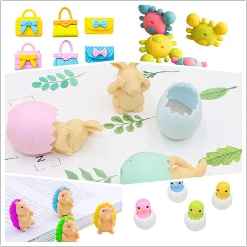 36pcs/lot Lovely Diverse Cartoon Animal Eraser For Kids Girls Gift Supplies Stationery Free Shipping