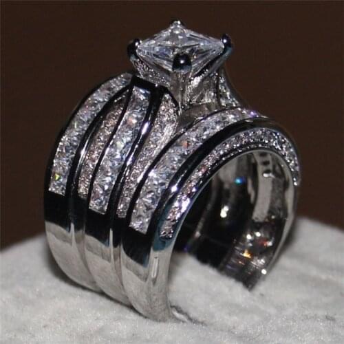 Trendy Crystal Ring Set European and American Inlaid Rhinestone Fashion Ring Set For Women Accessoires Female Jewelry Gift