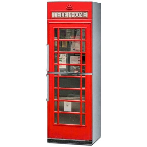 Custom DIY Dishwasher Refrigerator Freeze Sticker UK Red Telephone Booth For Kitchen Decoration Art Fridge Door Cover Wallpaper