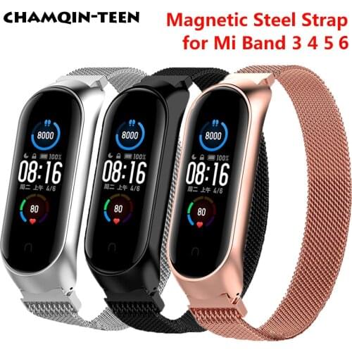Newest Milanese Loop for Xiaomi Mi Band 6 5 4 3 Magnetic Replacement Strap for MiBand 4 5 6 Wrist Band Metal Bracelet Watchband