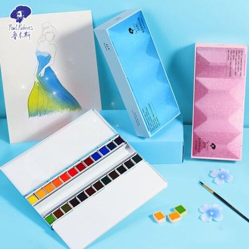 Paul Rubens 24 color phosphorescent watercolor paint set portable hand-painted illustration pigment art painting supplies